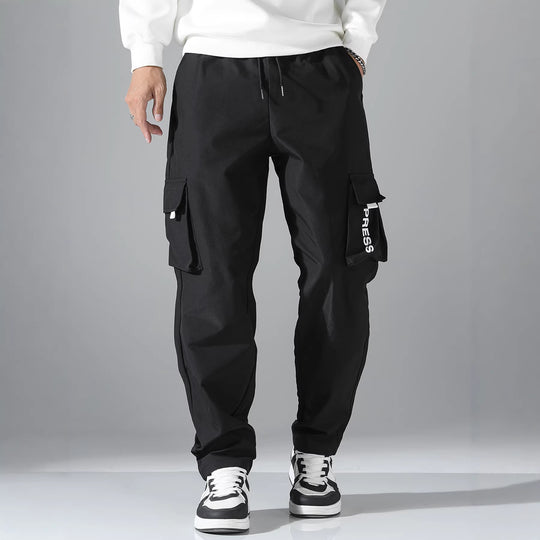 Herren Tapered Cargo-Jogginghose mit elastischem Tunnelzug, multifunktionalen Klapptaschen & ergonomischen Nähten Nord Taschen