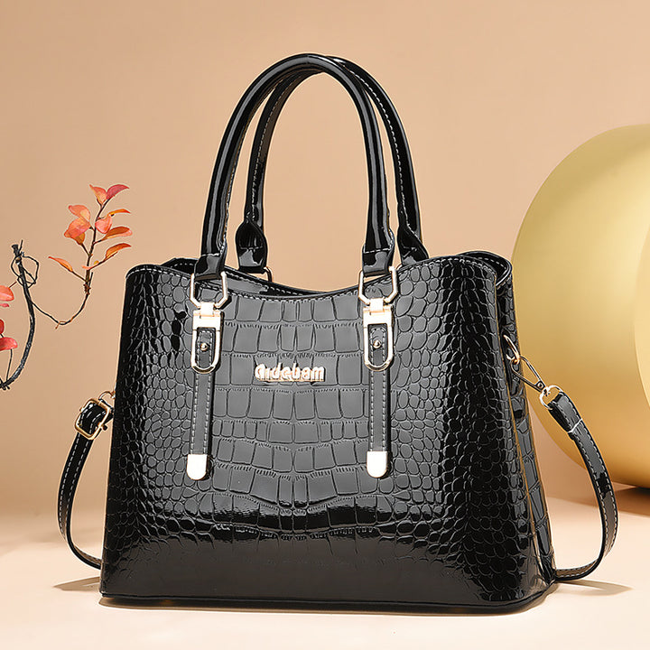 Damen elegante Handtasche mit schimmernder Krokodilprägung und vielseitigem Tragesystem Nord Taschen