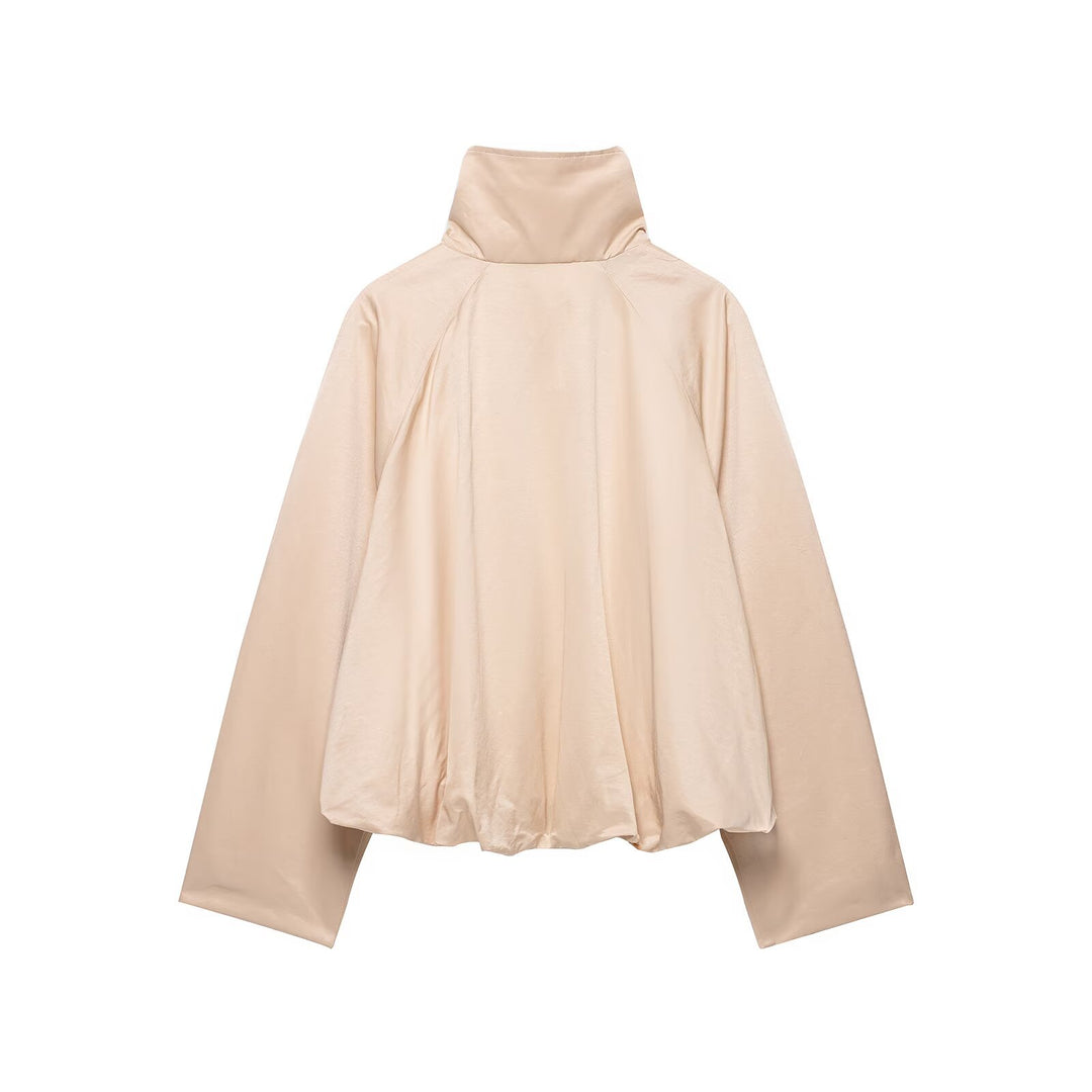 Damen Kurzes Satin-Finish Cape‑Blouson mit weitem Raglanärmel und hohem Stehkragen Nord Taschen