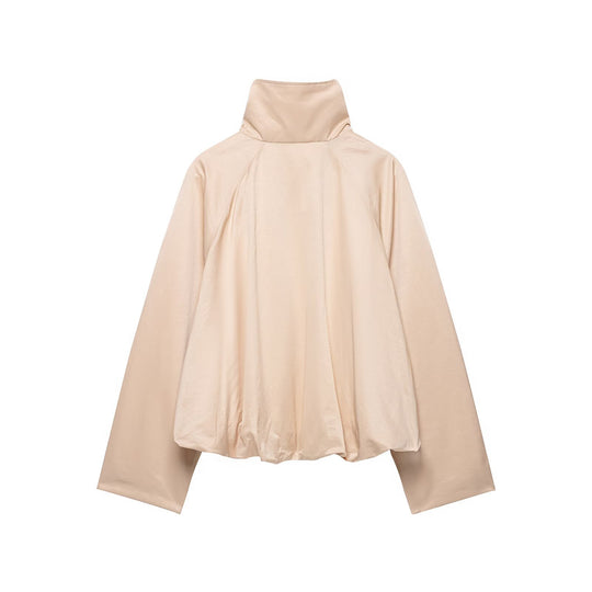 Damen Kurzes Satin-Finish Cape‑Blouson mit weitem Raglanärmel und hohem Stehkragen Nord Taschen