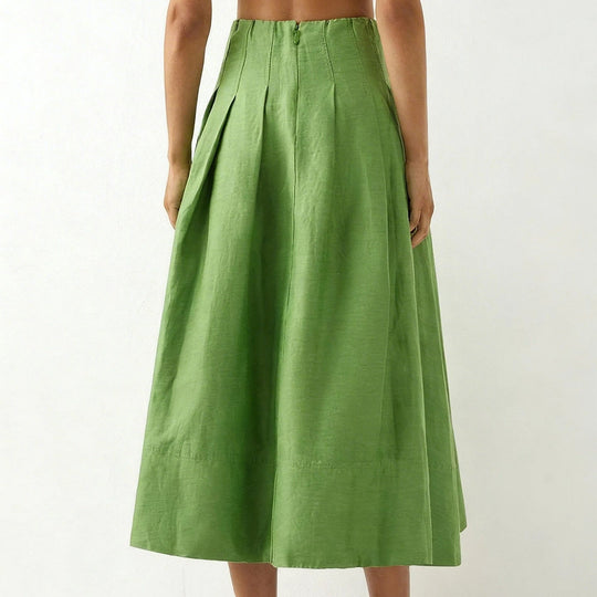 Damen Eleganter Midirock mit fließendem Schnitt und seitlichen Taschen