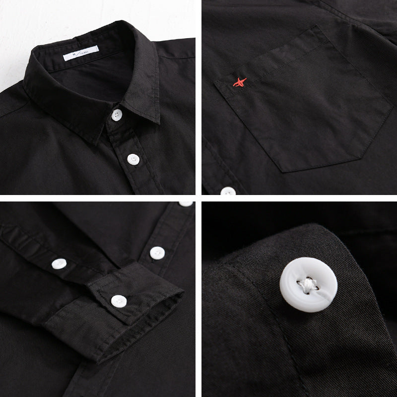 Herren Leichtes Baumwollhemd im Overshirt‑Stil mit Kentkragen, Brusttasche und dezenter Mini‑Stickerei Nord Taschen