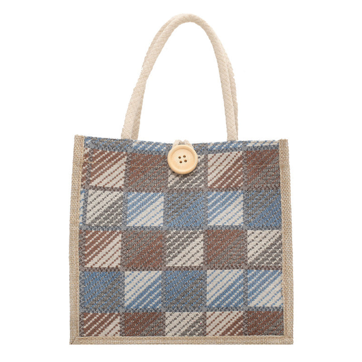 Damen Jute-Tasche mit modernem Karomuster Nord Taschen