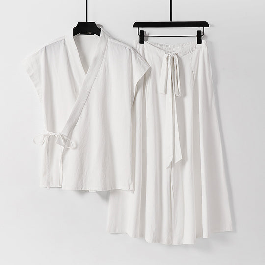 Damen Kimono-Loungewear-Set mit Wickeloberteil und weiter Palazzo-Hose Nord Taschen