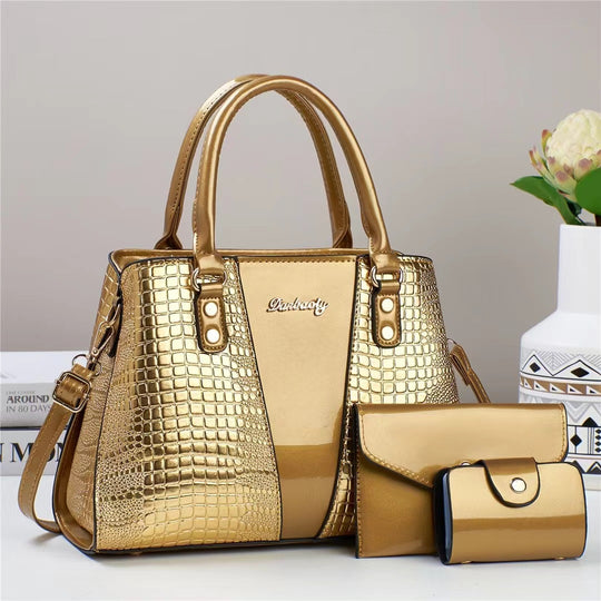 Damen Handtasche mit elegantem Krokodilleder-Design und abnehmbarem Portemonnaie Nord Taschen