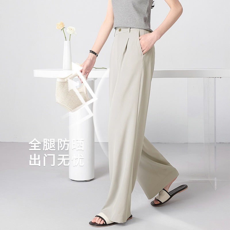 Damen Weite Hochtaillierte Satinhose mit Bundfalten und Eingrifftaschen Nord Taschen