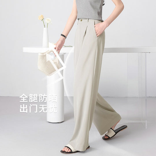 Damen Weite Hochtaillierte Satinhose mit Bundfalten und Eingrifftaschen Nord Taschen