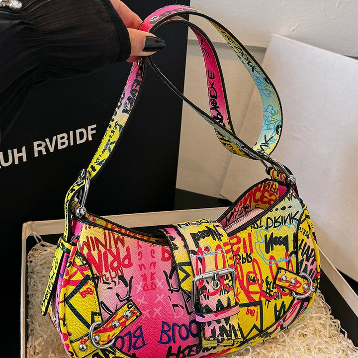 Damen modische Schultertasche mit auffälligem Graffiti-Design Nord Taschen
