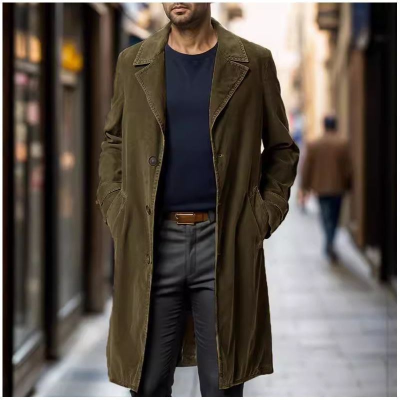 Herren eleganter Trenchcoat aus hochwertigem GewNord Taschene mit praktischen Taschen
