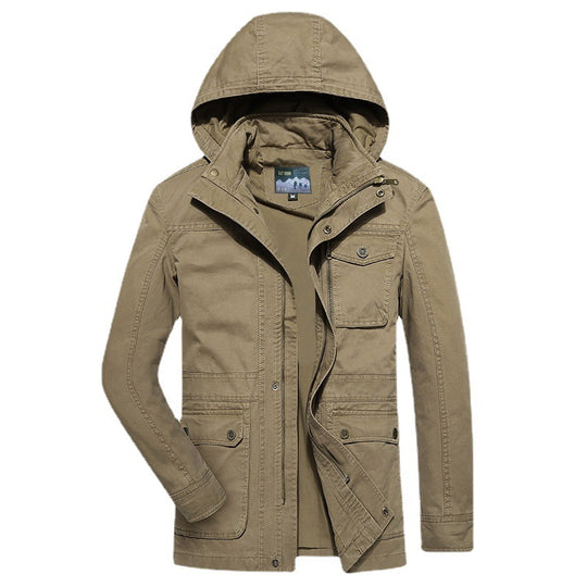 Herren robuste Canvas-Feldjacke mit Kapuze, Mehrfach-Taschen und verstärkten Nähten Nord Taschen