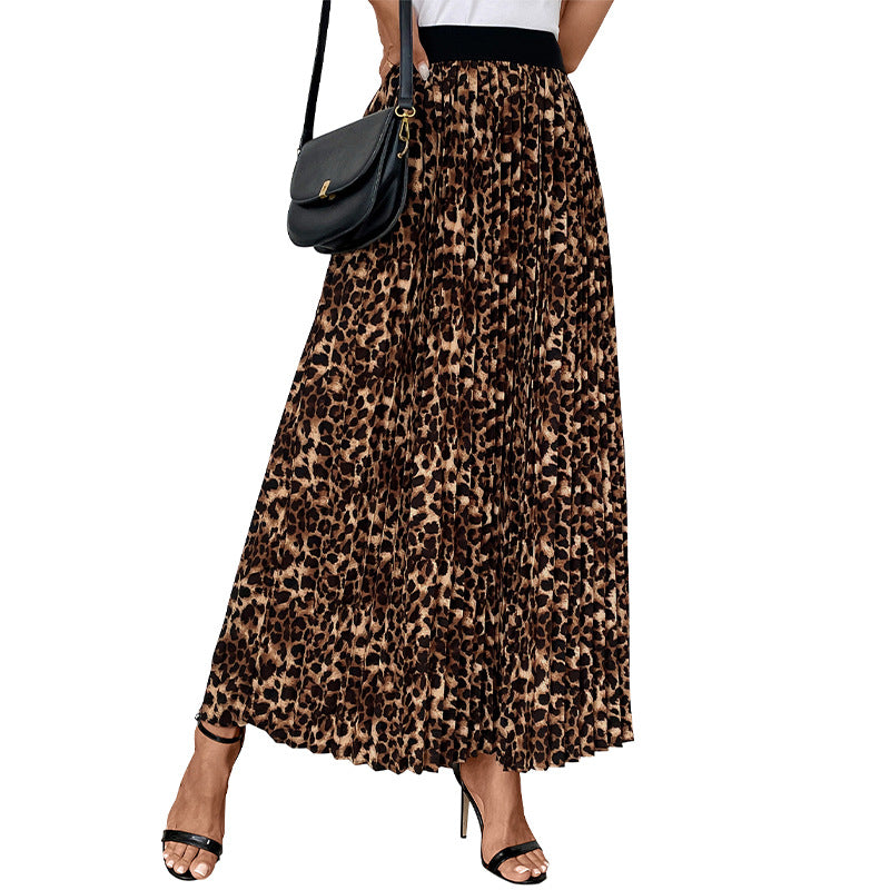Damen Maxi-Rock mit Leoprint und elastischem Bund Nord Taschen