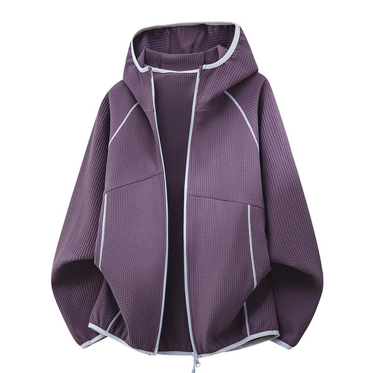Damen Kapuzenjacke aus atmungsaktivem Waffelstrick mit oversized Schnitt und Reißverschluss Nord Taschen