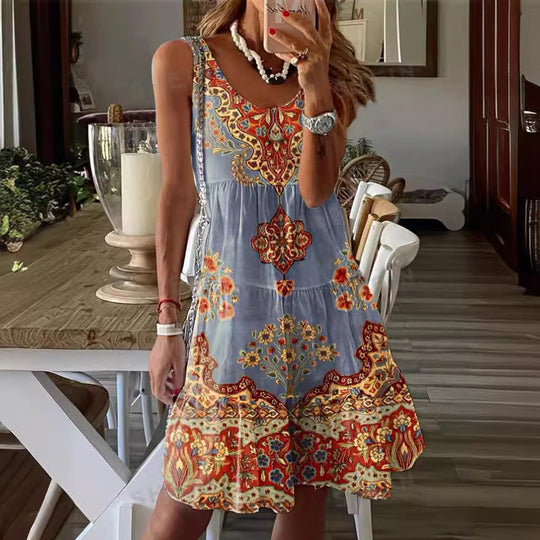 Damen Sommerkleid mit floralem Druck und fließendem Schnitt
