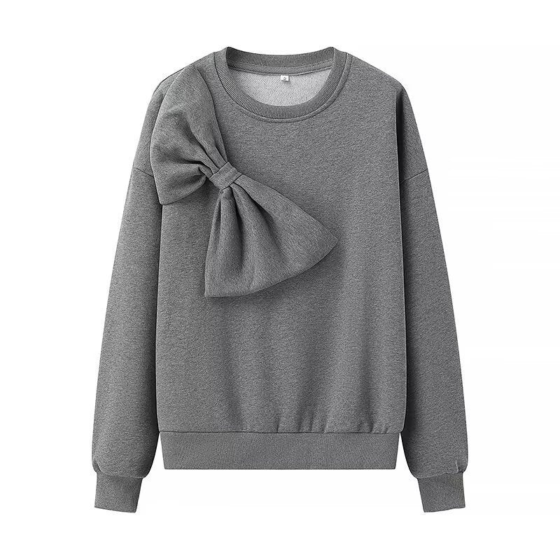 Damen Oversize-Sweatshirt mit dekorativer Schleifenapplikation Nord Taschen