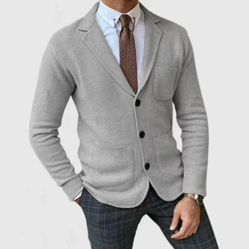 Herren Strickblazer mit großen Taschen und modernem Schnitt