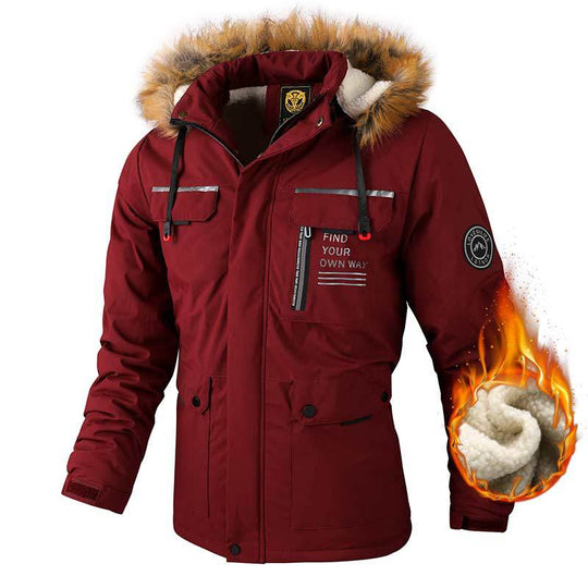 Herren Arktis-inspirierter Funktionsparka mit Teddyfutter und abnehmbarer Kunstfellkapuze Nord Taschen