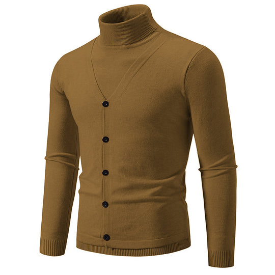 Herren Feiner Rollkragenpullover mit dekorativer Knopfleiste und schmaler Silhouette Nord Taschen