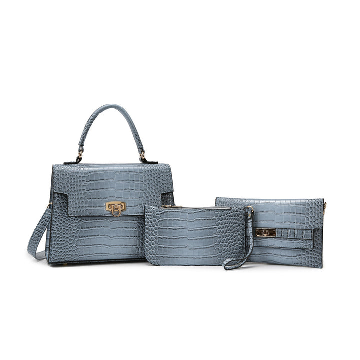 Damen Handtaschen-Set mit eleganter Krokodil-Prägung Nord Taschen