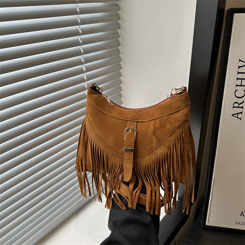 Damen Hobo-Tasche mit modischem Fransen-Design und verstellbarem Schulterriemen Nord Taschen