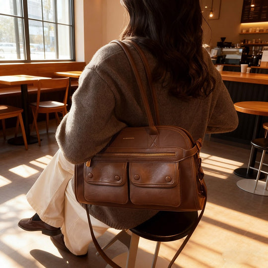 Damen organische Leder Tragetasche mit multifunktionalen Fächern Nord Taschen