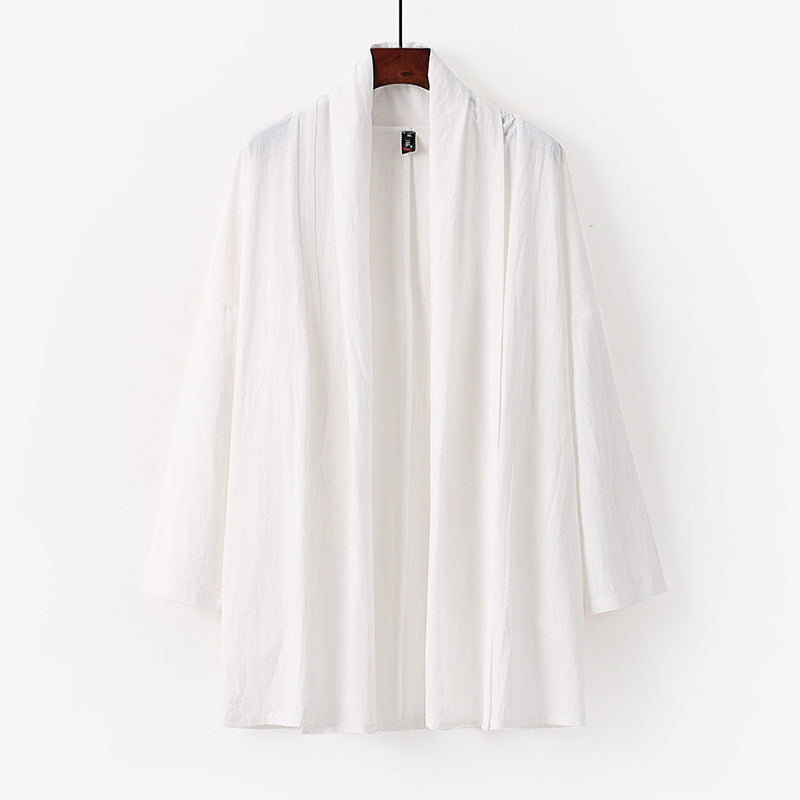 Unisex Offene Kimono-Cardigan aus leichter Baumwoll-Leinen-Mischung Nord Taschen