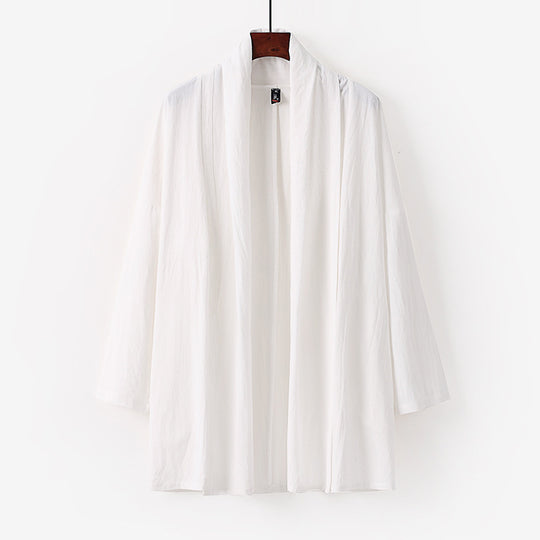 Unisex Offene Kimono-Cardigan aus leichter Baumwoll-Leinen-Mischung Nord Taschen