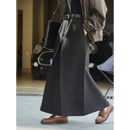 Damen Midirock mit hohem Bund und zentraler Kellerfalte Nord Taschen