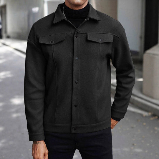 Herren Overshirt-Jacke im Trucker-Stil mit Wollmix-Optik und Druckknöpfen Nord Taschen