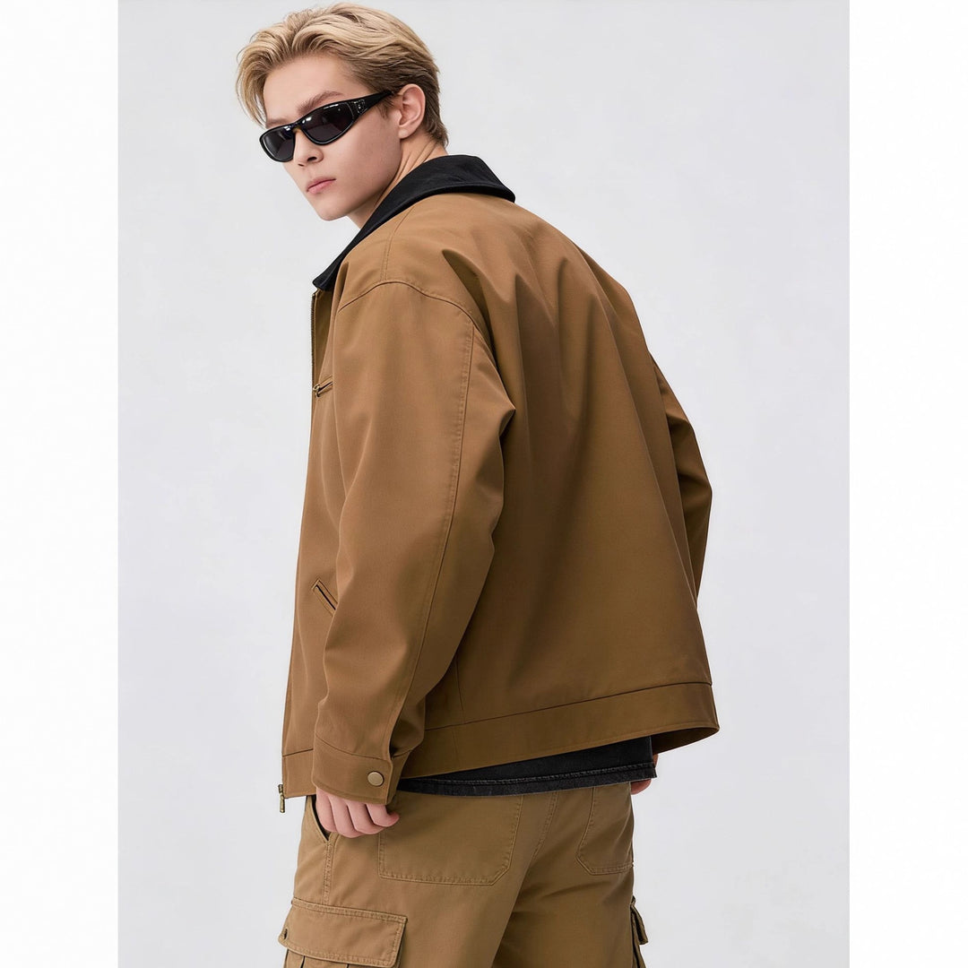 Herren Zip-Blouson im Worker-Stil mit Cordkragen und Brusttasche Nord Taschen