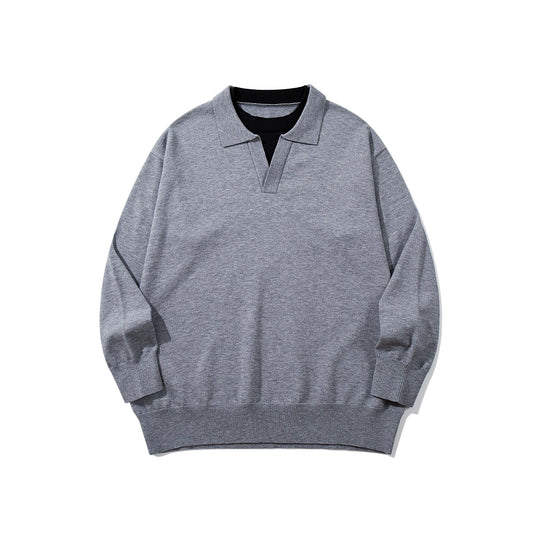 Unisex Feinstrick-Polo mit V‑Ausschnitt‑Cutout und integriertem Rollkragen-Layer Nord Taschen