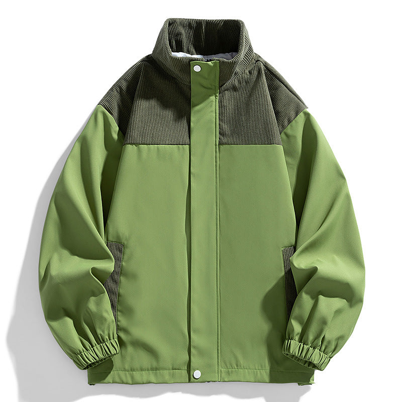 Damen Oversize-Übergangsjacke mit Cordbesatz und Stehkragen Nord Taschen