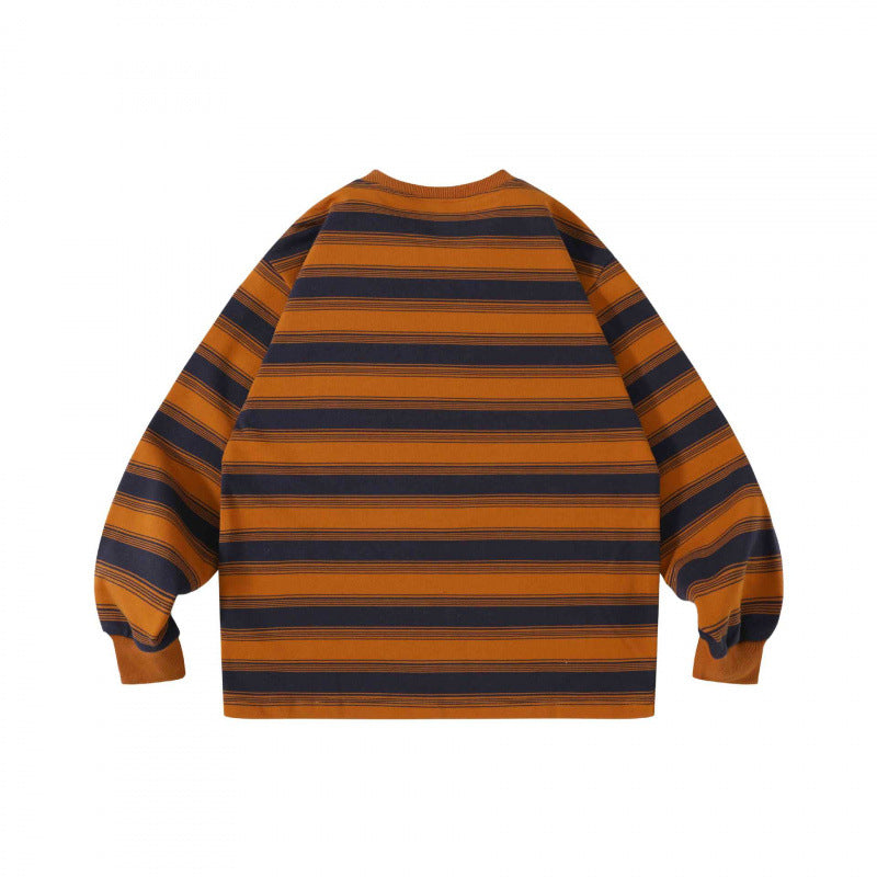 Unisex Oversize Streifen-Sweatshirt mit Brusttasche und Rundhals Nord Taschen
