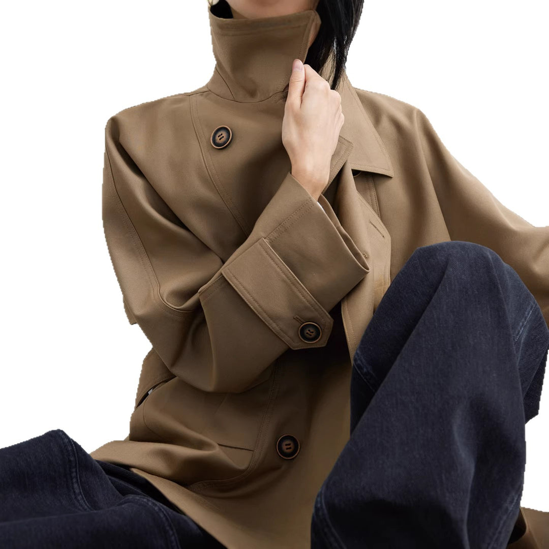 Damen Modischer Trenchcoat mit Taillengürtel und großen Taschen Nord Taschen