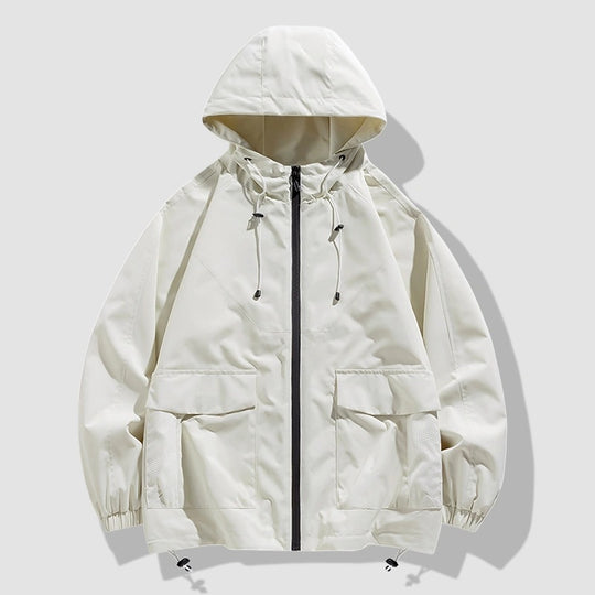 Herren Oversize Utility-Softshelljacke mit Kapuze, aufgesetzten Taschen & verstellbarem Saum Nord Taschen