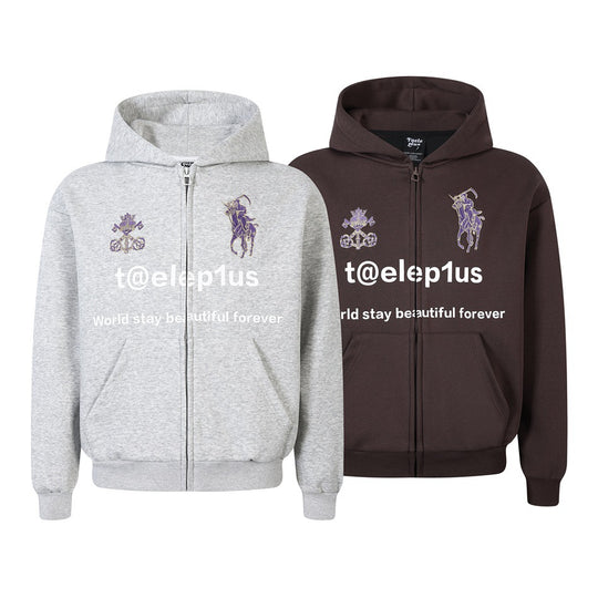 Unisex Kapuzen‑Zipjacke mit gestickten Wappen und Frontprint Nord Taschen