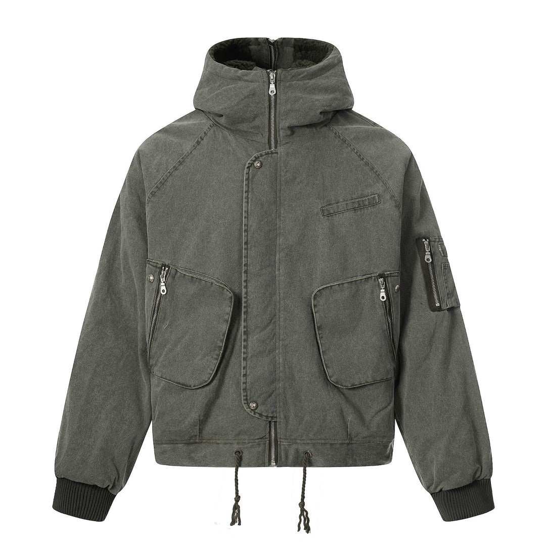 Herren Kurzjacke im Utility‑Look mit hohem Stehkragen und Kapuze Nord Taschen