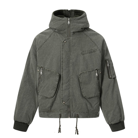 Herren Kurzjacke im Utility‑Look mit hohem Stehkragen und Kapuze Nord Taschen