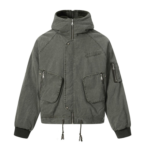 Herren Kurzjacke im Utility‑Look mit hohem Stehkragen und Kapuze Nord Taschen