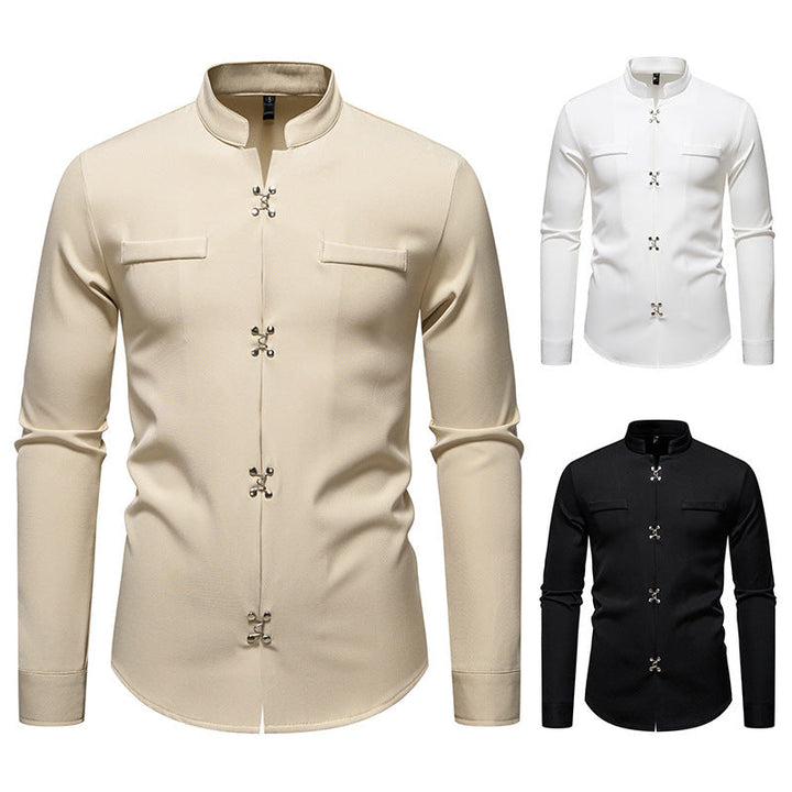 Herren Hemd mit asiatischem Knopfdesign Nord Taschen