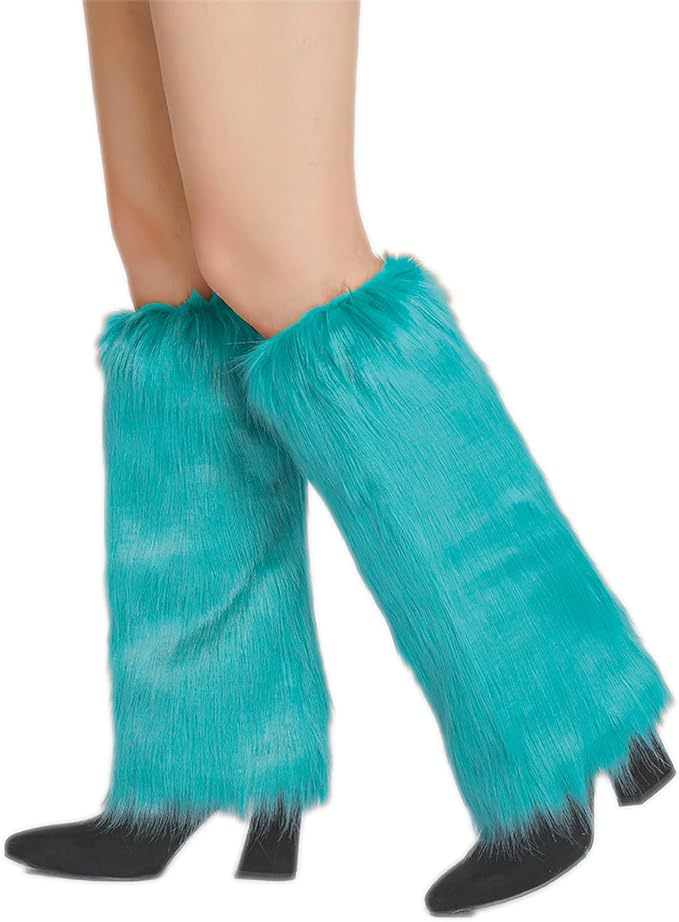 Damen lange Kunstfell‑Beinwärmer mit Shaggy‑Optik und elastischem Bund Nord Taschen