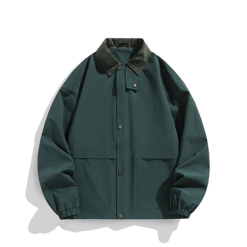 Herren Oversize-Utility-Jacke mit Cordkragen und Druckknopffront Nord Taschen