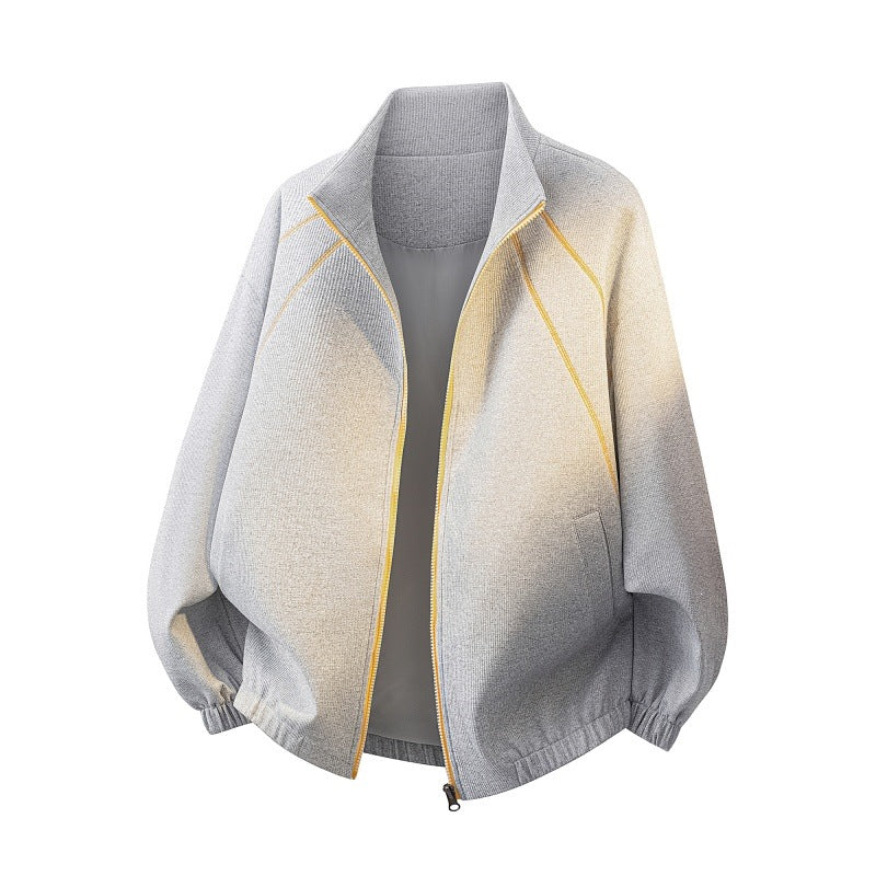 Damen Oversize Strukturiertes Bomberjacke mit Stehkragen, Raglanärmeln & elastischem Saum Nord Taschen