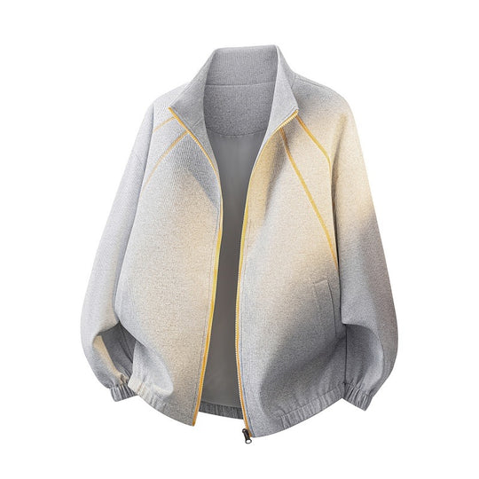 Damen Oversize Strukturiertes Bomberjacke mit Stehkragen, Raglanärmeln & elastischem Saum Nord Taschen