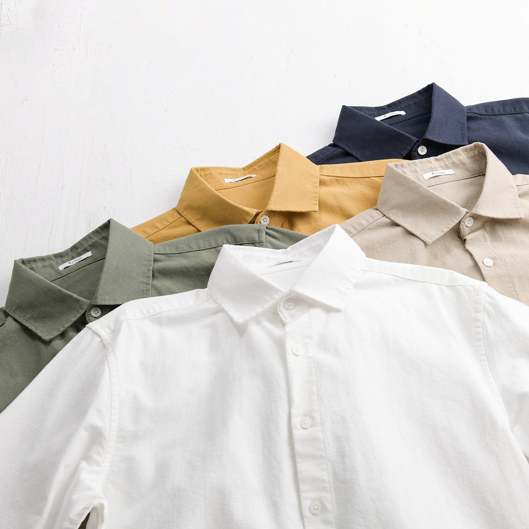 Herren Leichtes Leinen-Baumwoll-Overshirt mit Kentkragen, Relaxed‑Fit und durchgehender Knopfleiste Nord Taschen