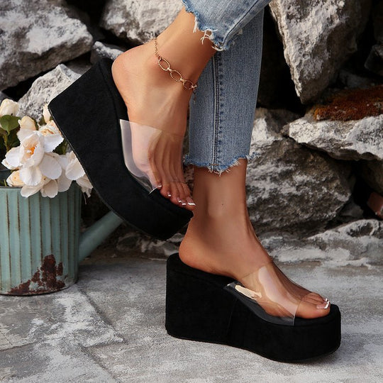 Damen Wedge-Pantoletten mit elegantem Stoffoberteil und komfortablem Fußbett