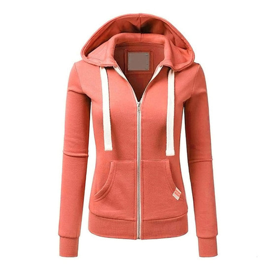 Damen Kapuzenjacke mit Reißverschluss taillierter Sweatshirt-Hoodie aus Baumwollmischung Nord Taschen