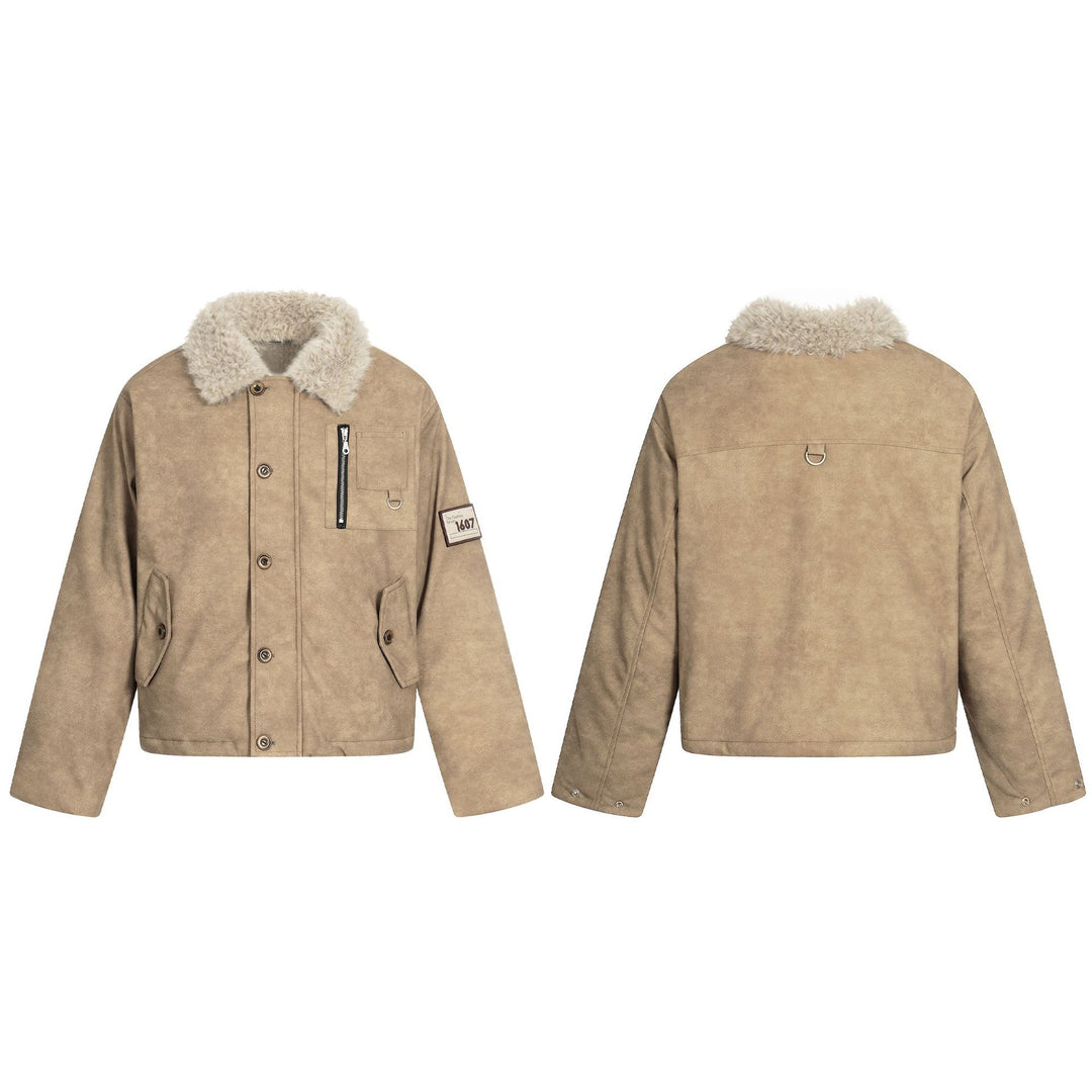 Herren Kurzblouson im Retro‑Military‑Look mit Teddyfellkragen und funktionalen Brusttaschen Nord Taschen