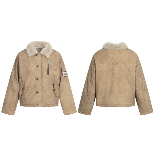 Herren Kurzblouson im Retro‑Military‑Look mit Teddyfellkragen und funktionalen Brusttaschen Nord Taschen