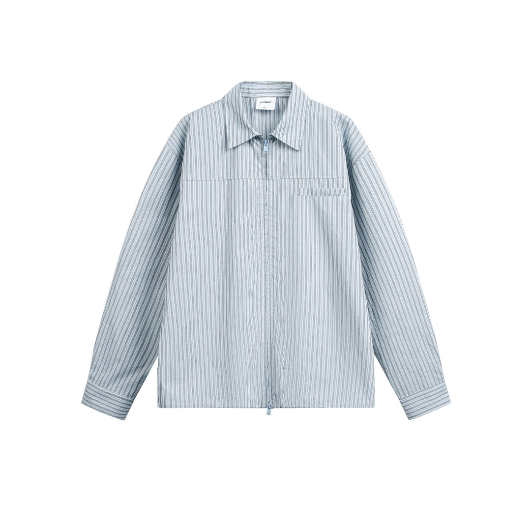 Herren Gestreiftes Overshirt mit Zwei‑Wege‑Reißverschluss und Brusttasche Nord Taschen
