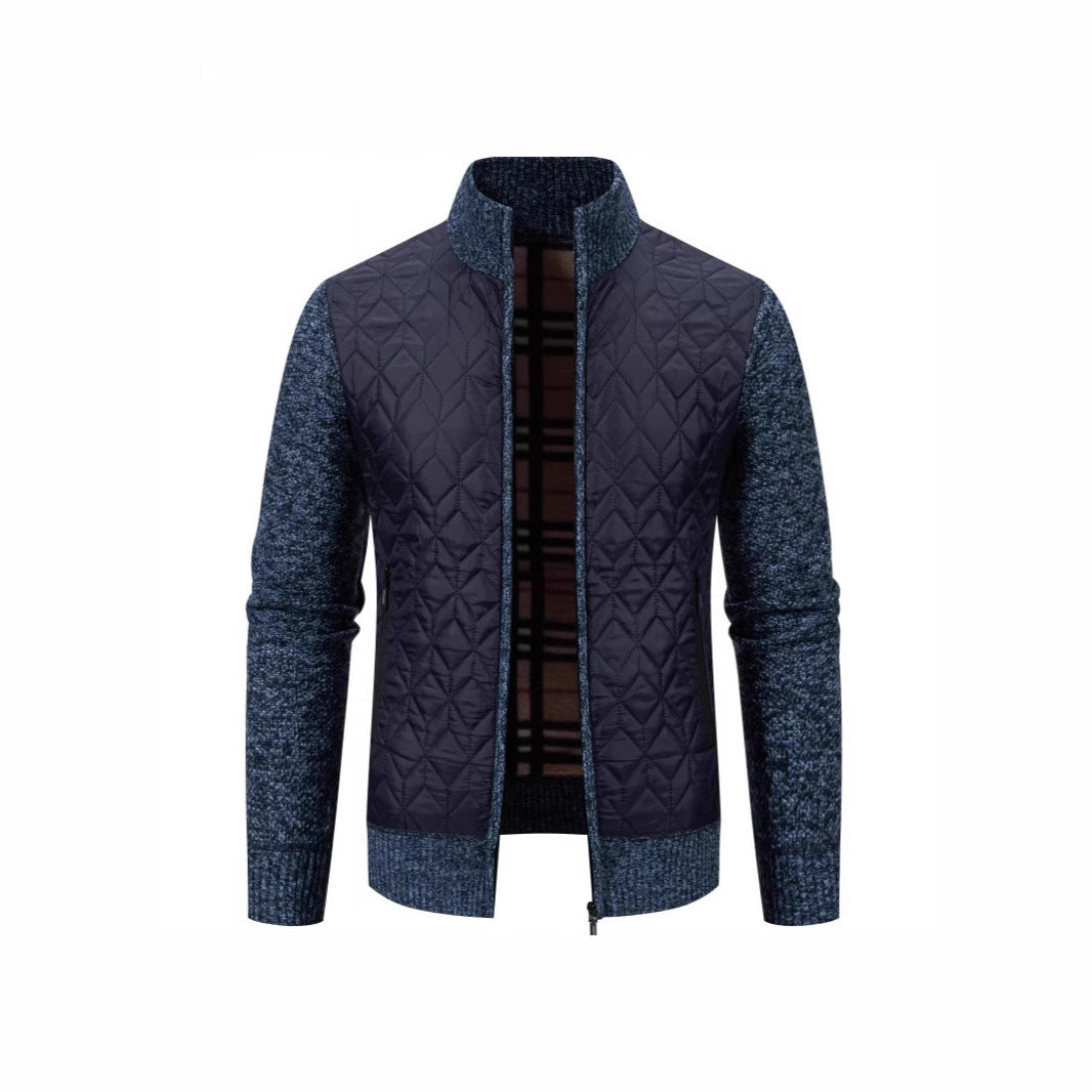 Herren Steppjacke mit hohem Kragen und eleganter Strickästhetik Nord Taschen